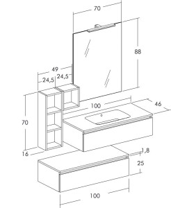 Деревянный секционный подвесной умывальник