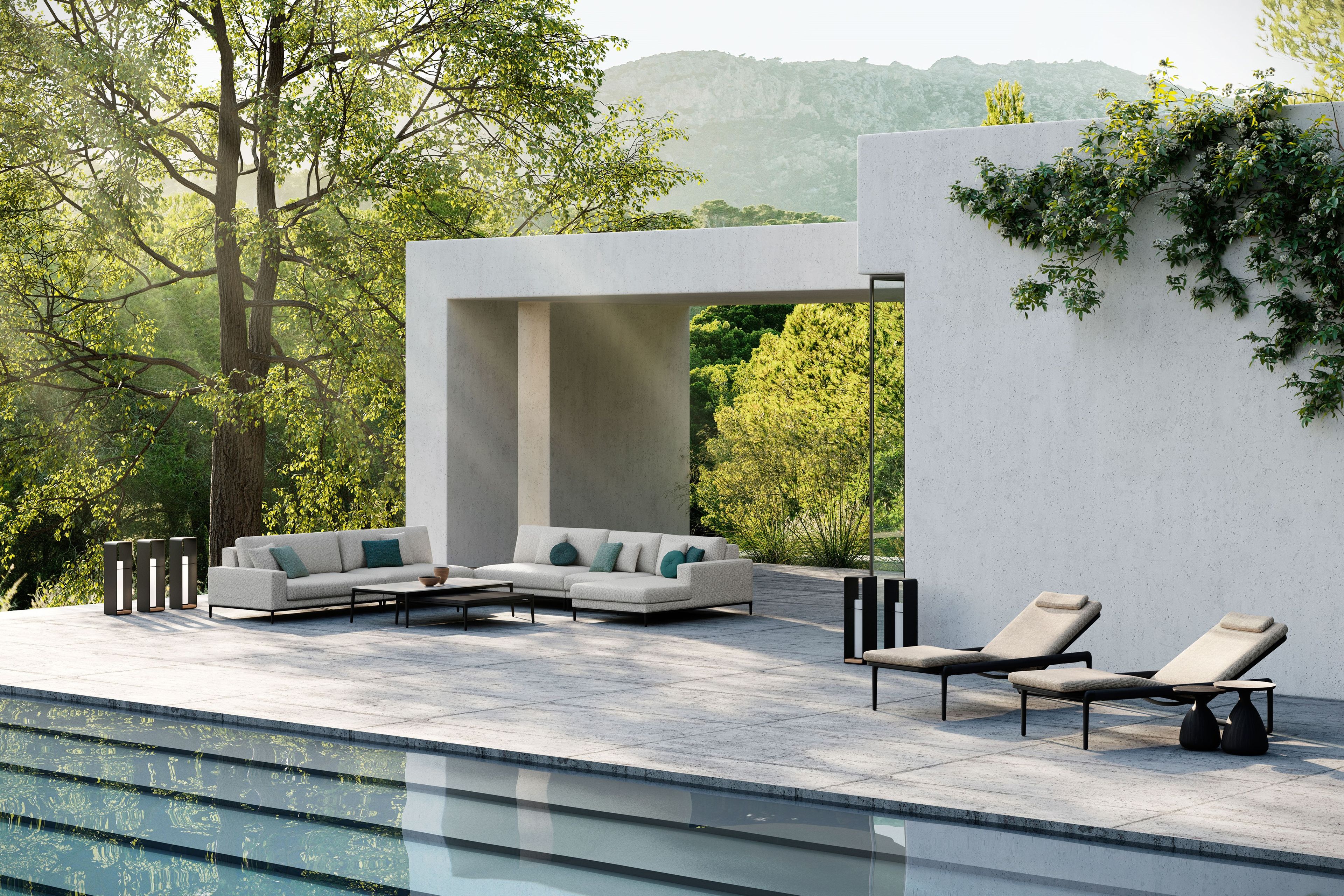 Низкий каменный и металлический журнальный столик MANUTTI Zendo Sense ARCH-00067194 - Вид №1