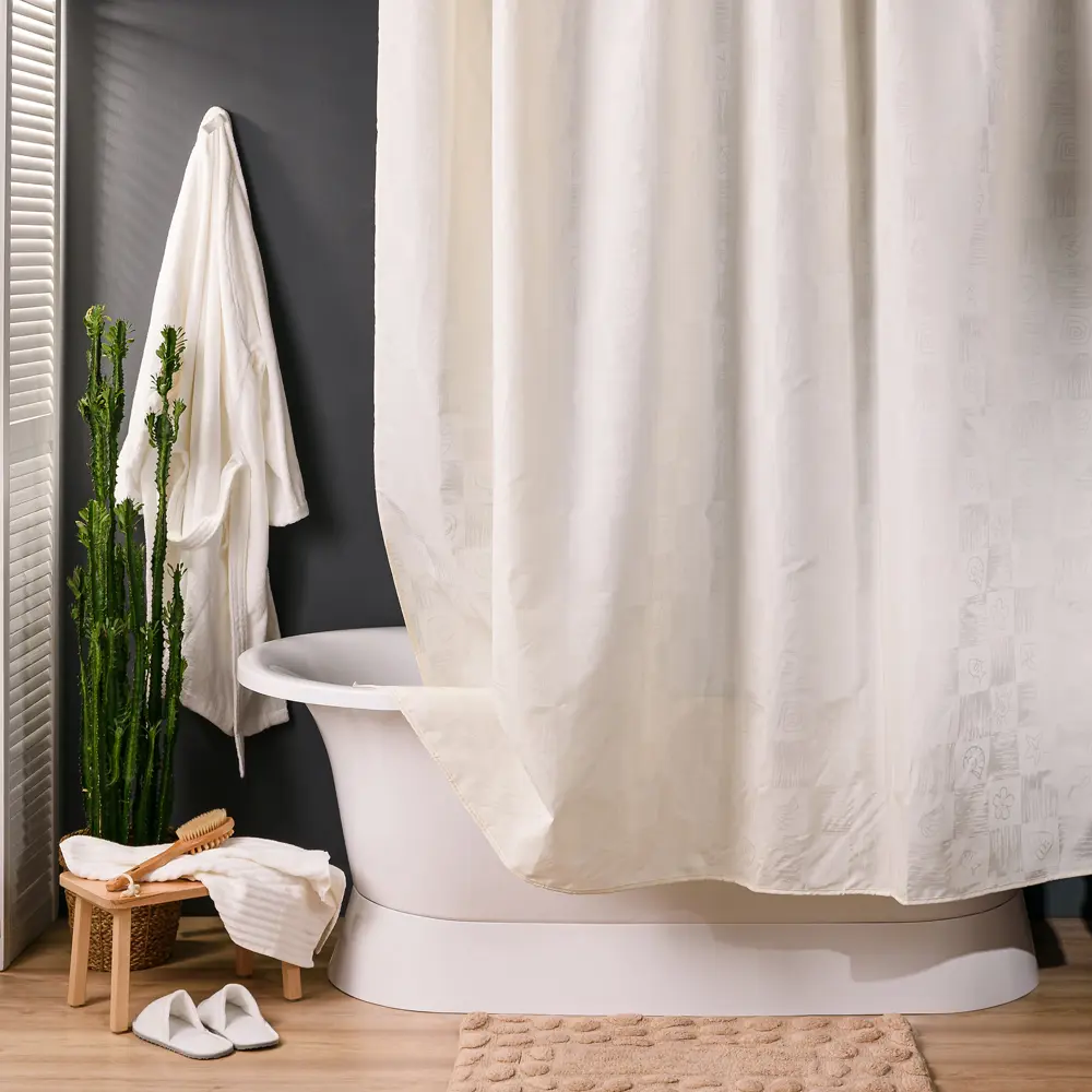 13872094 Штора для ванной Verran Dagha 240x200 см полиэстер цвет бежевый STLM-0003855