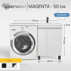 91685550 Тумба под стиральную машину Uperwood Magenta 50 см напольная белая с дверцами STLM-1461636