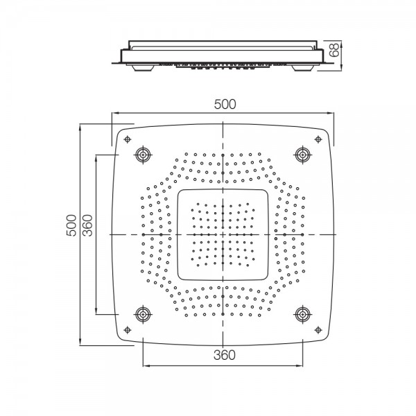 OSA-WHM-70021 Верхняя душевая лейка Rainjoy+ 500х500 мм Artize  Матовый белый  - Вид №1