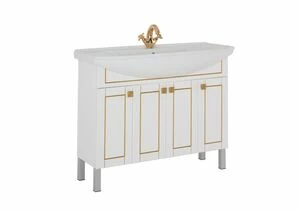 Тумба с раковиной Aquanet Честер 105 белый/золото