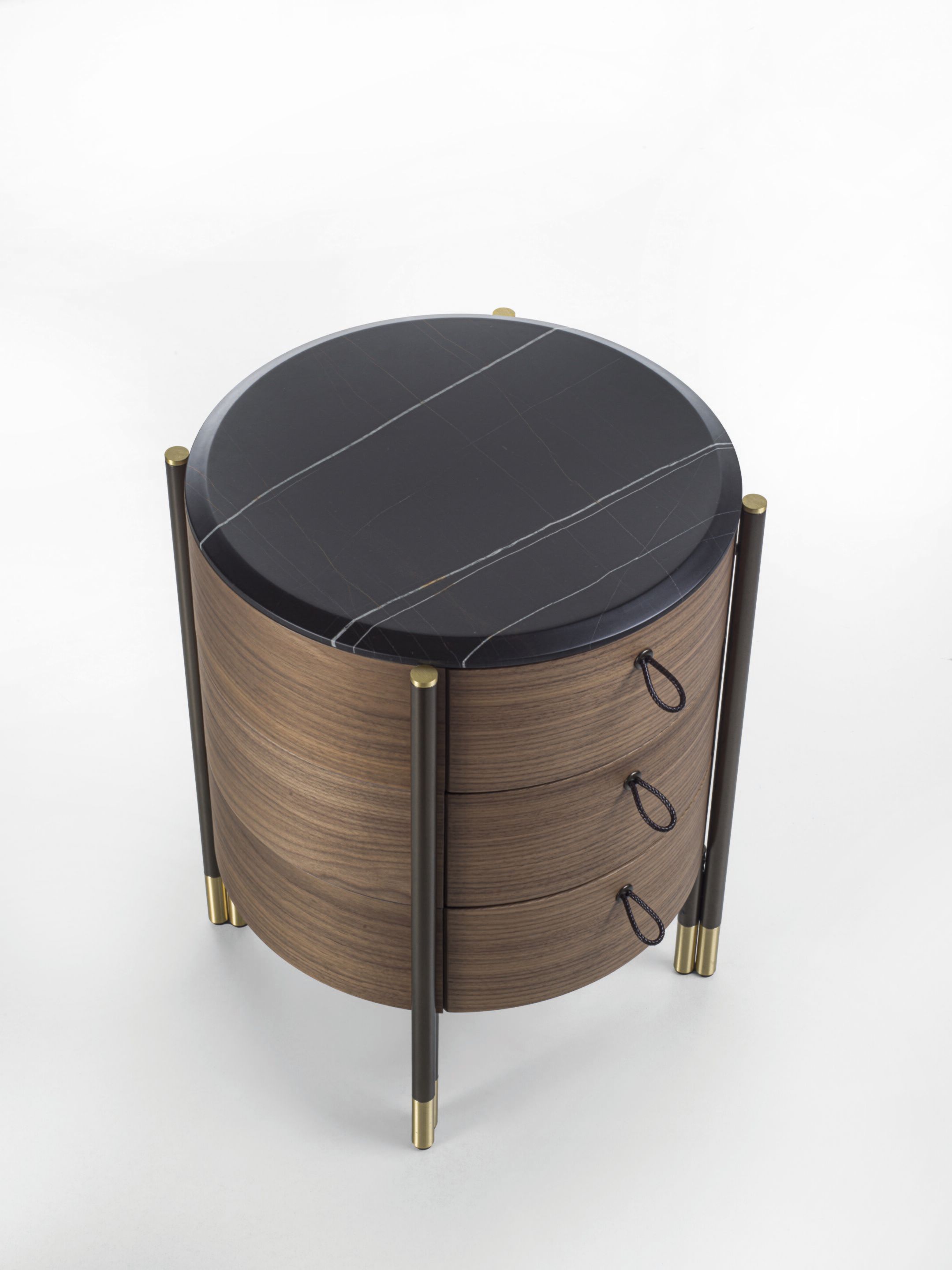 Круглая тумбочка из мрамора и грецкого ореха с ящиками Porada двадцать четыре ARCH-00126122 - Вид №4