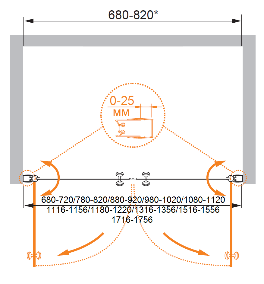 Душевая дверь в нишу CEZARES ELENA-W-B-2-90-P-Cr - Вид №5