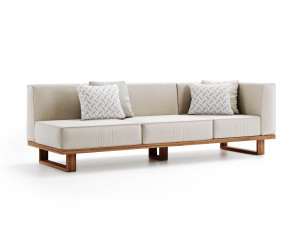 3-местный садовый диван из тикового дерева и ткани