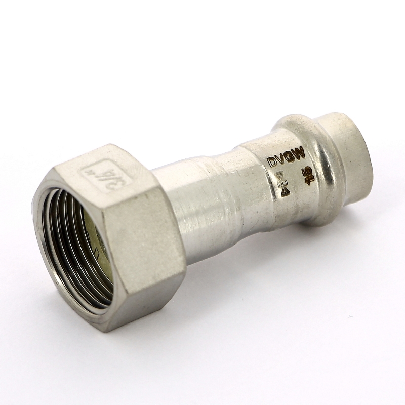 Муфта В-пресс IBP 15 x 3/4" с накидной гайкой и плоской прокладкой нерж.сталь PS43550150600