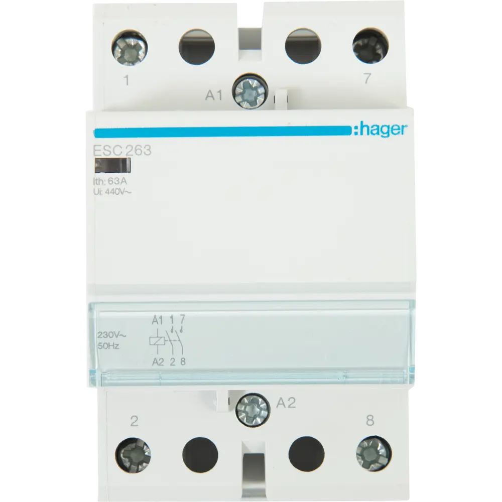 Контактор модульный Hager 2НО, 63А, 230 В, 3 М STLM-2118462 - Вид №1