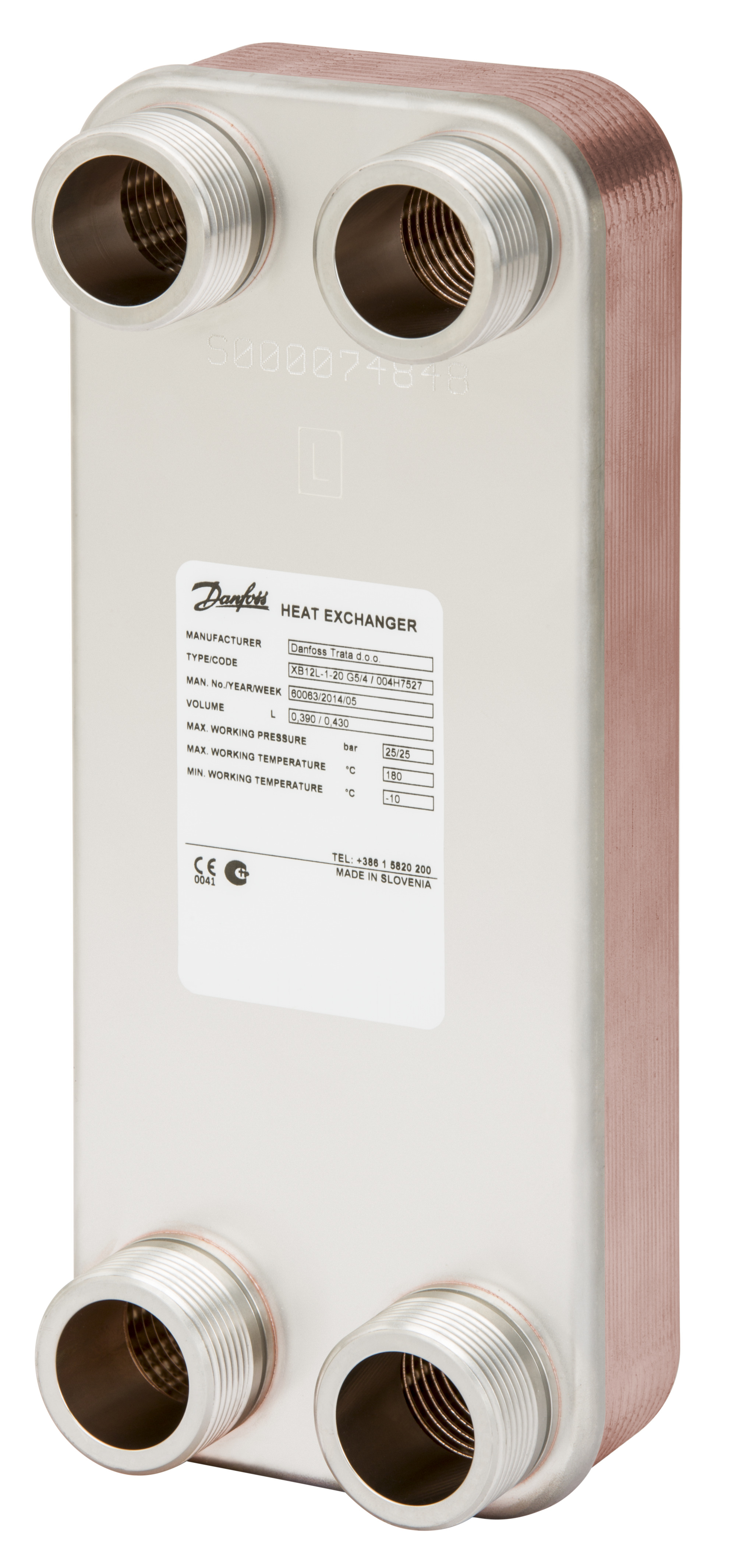 Danfoss Паяный пластинчатый теплообменник одноходовой серии XB12 XB 12H-1-70 PN25 паяный ТО 004H7564  - Вид №46