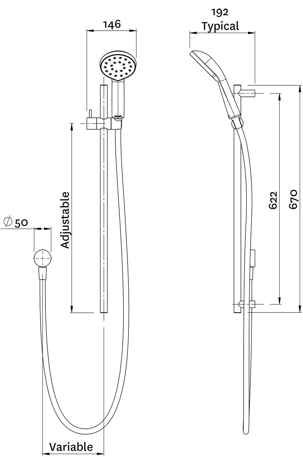 KRSRCPGR Душевая кабина Kiri MKII Satinjet Rail Methven  - Вид №1