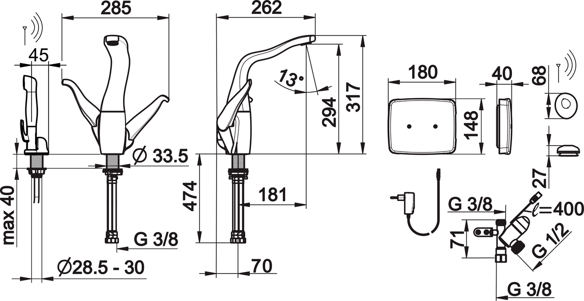 Oras 8227F Смеситель для кухни с клапаном, 230/12 V 8227F ALESSI Swan By Хром  - Вид №1