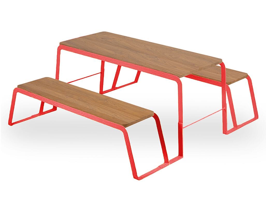 Цельный деревянный цельный стол со встроенными скамейками Alankaram KLOP ARCH-00022739