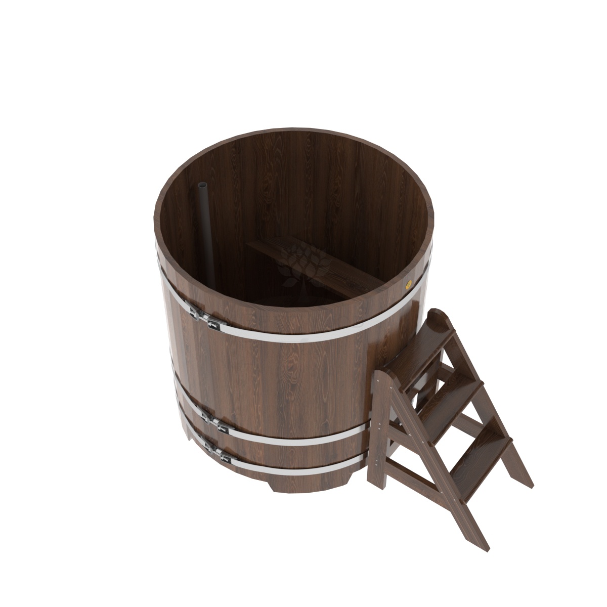 1286 Купель круглая из дуба d=1,17х1,2 морёная Alyarus  - Вид №1