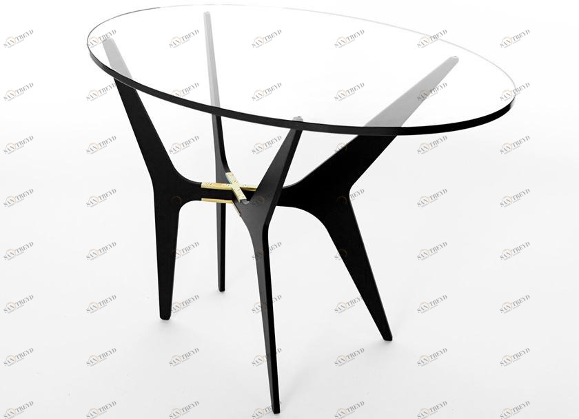 GABRIEL SCOTT Высокий овальный стол из стали и стекла Dean sun-id-1407287