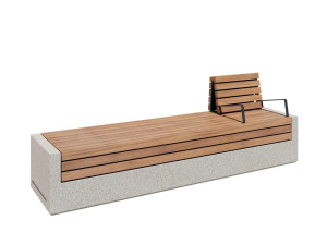 Бетонная скамья и ироко с подлокотниками