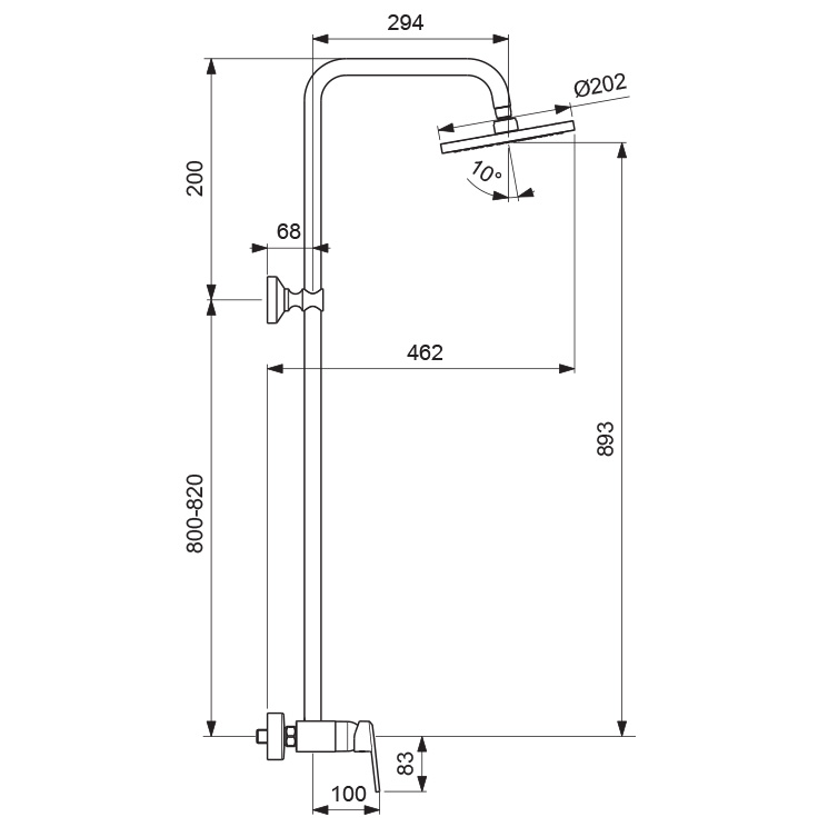 BA272AA Душевая система (монтаж с настенным смесителем) VIDIMA BALANCE - Вид №1
