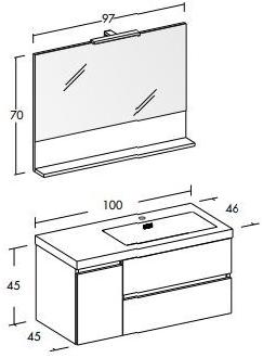 LEGNOBAGNO Тумба под умывальник подвесная с дверцами с ящиками Express sun-id-1346955 - Вид №2