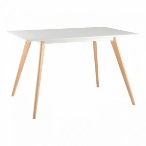 Обеденный стол белый с деревянными ножками 120х60 см Eames Frank STOOL GROUP  00-3881918 Белый