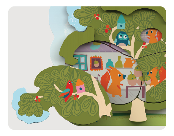 Развивающая игрушка на стену Vertiplay "Домик белки" ORIBEL  322592 Зеленый;голубой Santreyd  - Вид №5