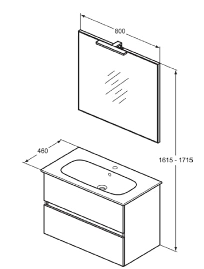 Умывальник со встроенным зеркалом и раковиной Ideal Standard умные композиции ARCH-00079666 - Вид №2