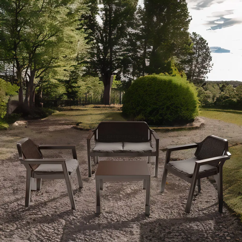 Набор мебели Adriano Easy Comfort полипропилен коричневый диван 2 кресла стол STLM-2148842 - Вид №5