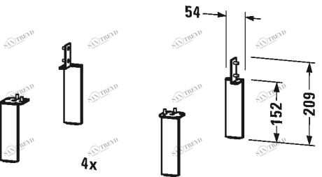 BR979402222 Ножка Brioso #BR9794 152 x 44 x 10 мм Белый глянцевый декор Duravit