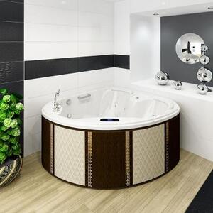 Минибассейн г/а "КОРНЕЛИЯ" (перламутр), 1700х1700, рама-подставка, фронтальная панель - декоративная террасная доска, слив-перелив полуавтомат, 17 гидромассажных форсунок, 14 аэромассажных форсунок, "SPA-контроллер", хромотерапия 2 лампы, смеситель, излив