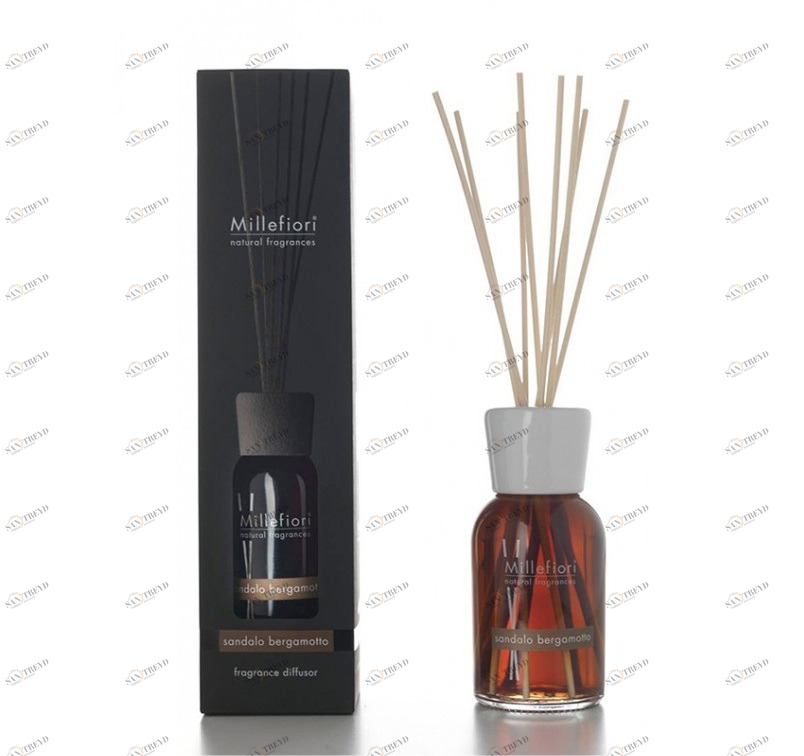 Диффузор с палочками 500мл "Сандал и "Бергамот" Sandalo Bergamotto MILLEFIORI MILANO САНДАЛ, БЕРГАМОТ 267399 Коричневый 