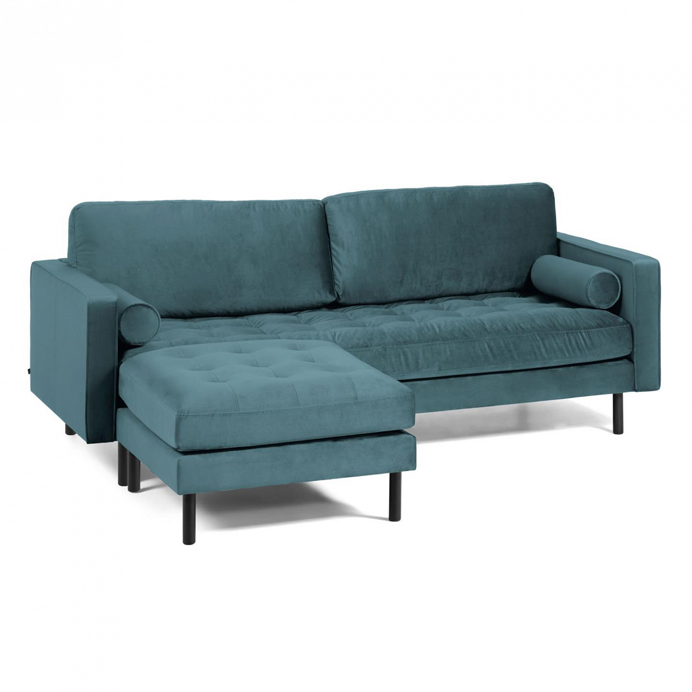 088105 BOGART Диван 3-местный бирюзовый бархат с пуфом 222 cm La Forma Debra