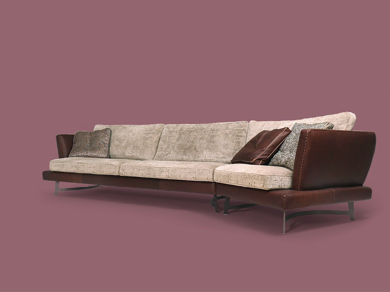 Секционный диван из ткани и кожи Borzalino MARTIN ARCH-00086169 - Вид №3