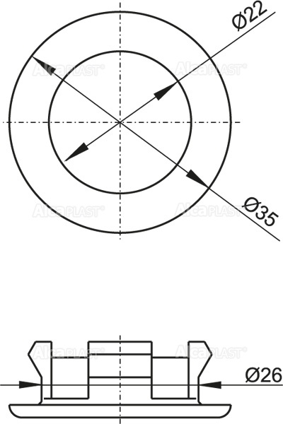 Обрамление перелива умывальника DN35 ALCAPLAST A21 - Вид №1