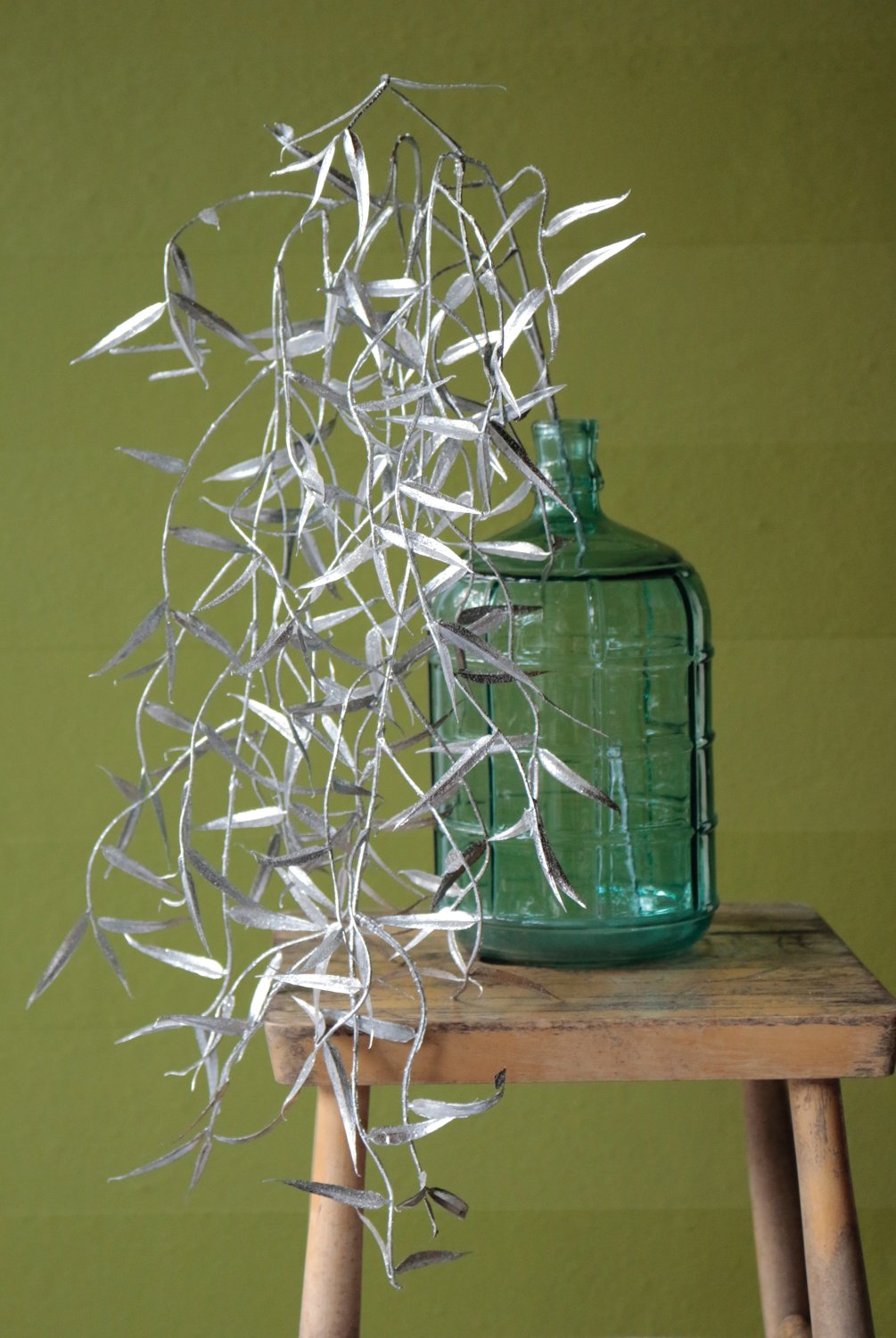 1159 996 a3 Искусственный спрей плакучей ивы, 98 см, серебристый H-andreas  - Вид №3