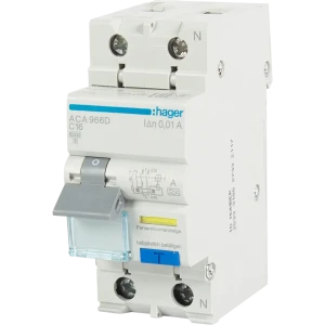 Дифференциальный автомат Hager A966D 1P N C16 A 10 мА 6 кА A