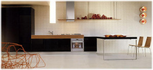 Кухня Laccato nero lucido e zebrano/inox MK CUCINE Laccato nero lucido e zebrano/inox