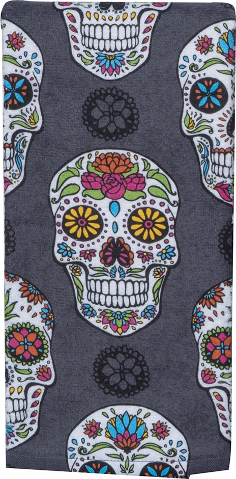 10644440 KAY DEE DESIGNS Полотенце кухонное Kay Dee Designs махровое "Черепа" 41х66см, хлопок (серое) Ткань 