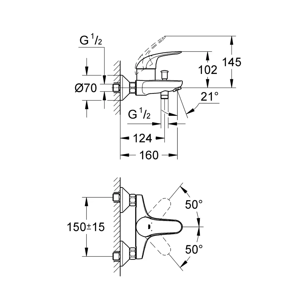 Смеситель Grohe Euroeco для ванны с душевой лейкой 83139220 STLM-1436987 - Вид №3