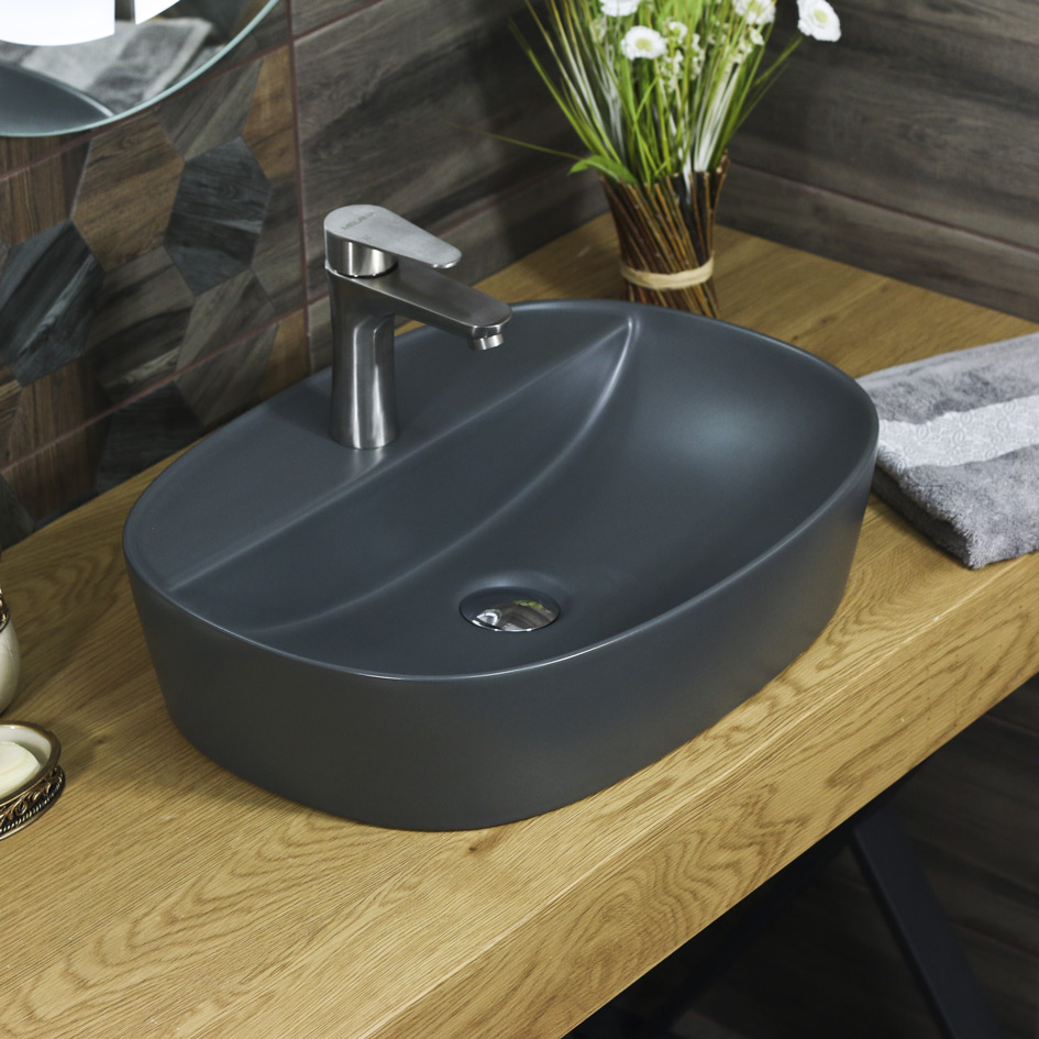 Накладная раковина melana mln-320356mdg матовая темно- серая 320356MDG-805