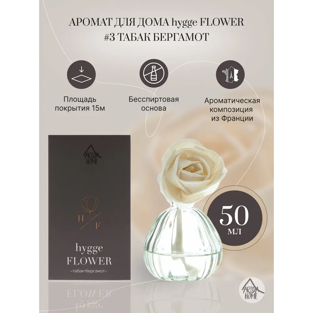 Ароматизатор воздуха Hygge Flower 3 Табак-бергамот 50 мл 84180724 STLM-2136189 ARIDA HOME  - Вид №1