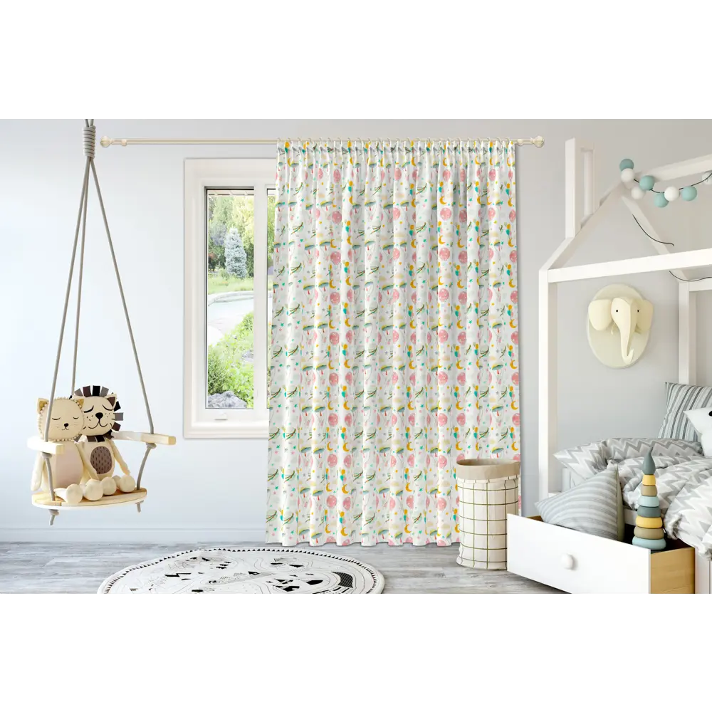 Ткань 1 м/п Зайчик и воздушный шар велюр 300 см цвет разноцветный GARDEN STLM-2024563 - Вид №4