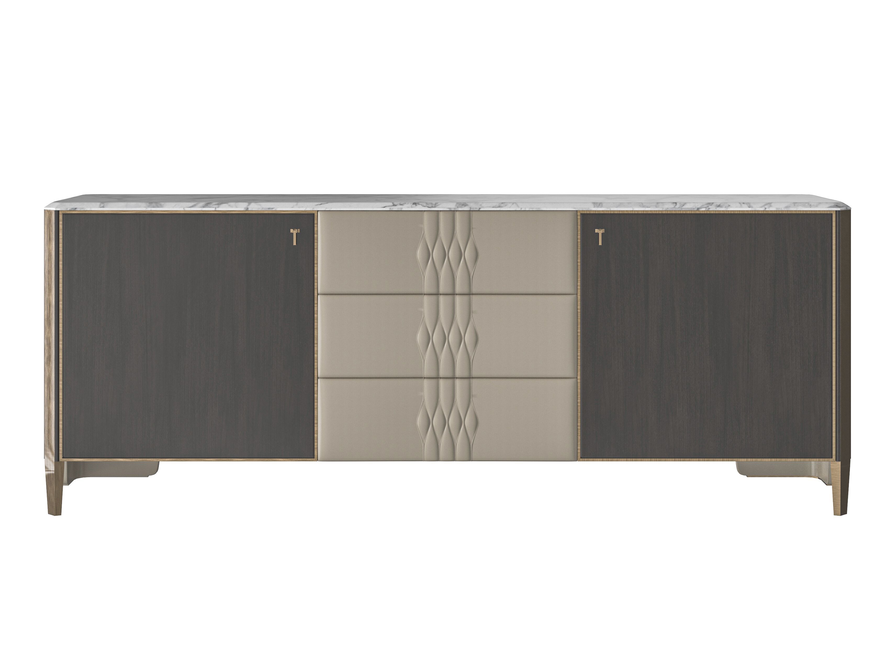 Шкаф из бука с ящиками Modenese Luxury Interiors LEATHERED ARCH-00007805