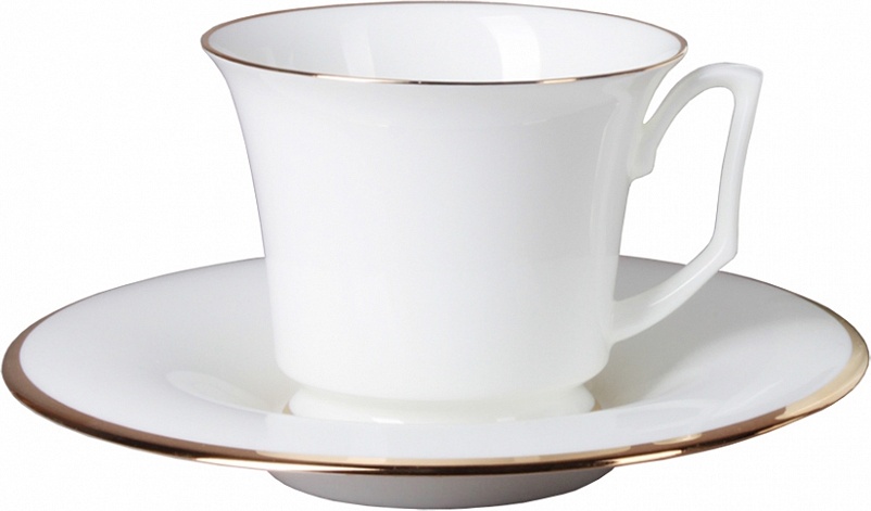 84816 Императорский фарфоровый завод Чашка кофейная с блюдцем "Золотая лента" "Юлия" Фарфор костяной 