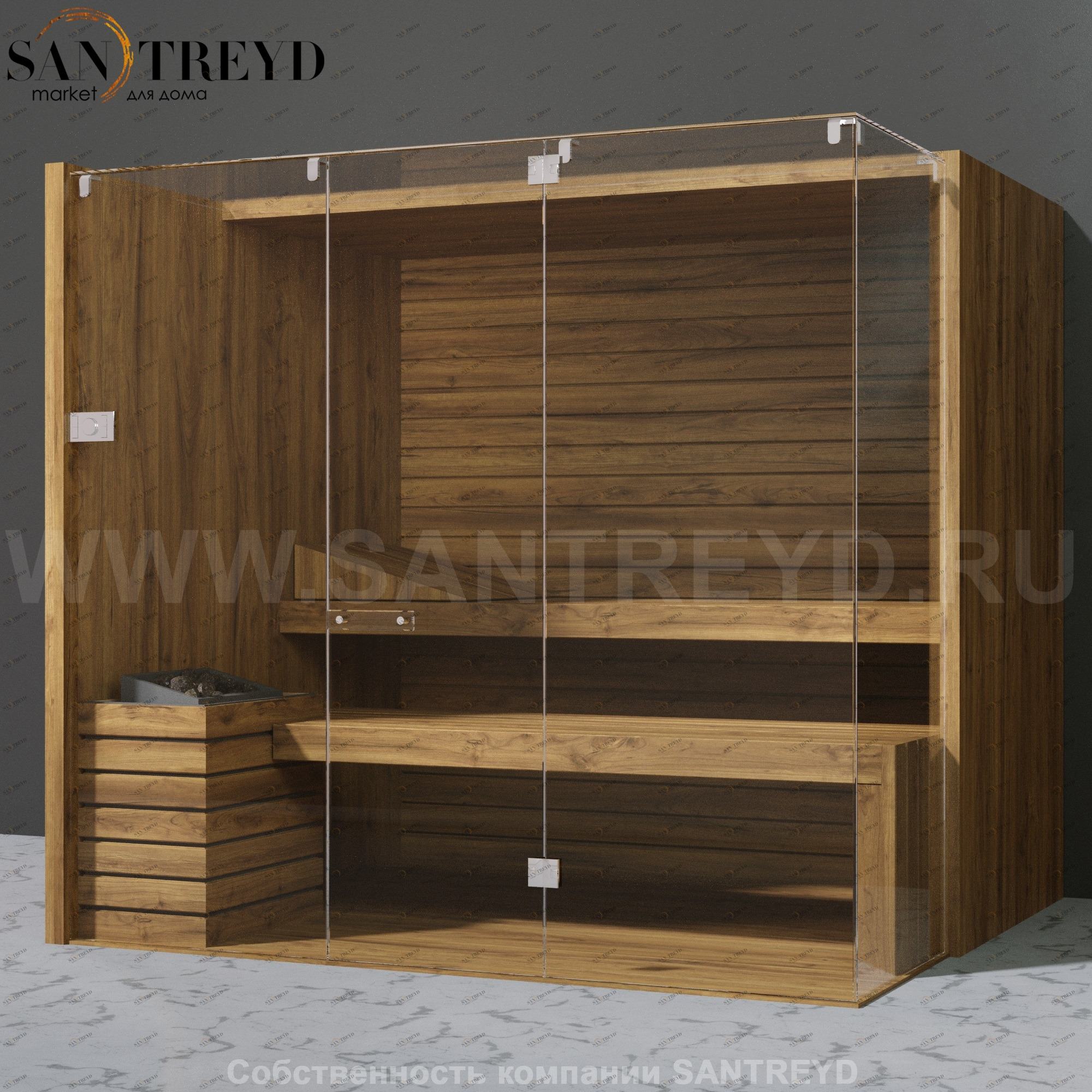 Effegibi SKY CORNER 105 SA55410028 Сауна. Мощность: 10,5 кВт макс. Размеры: длина 230 см, ширина 200 см. Отделка: осина термообработанная.