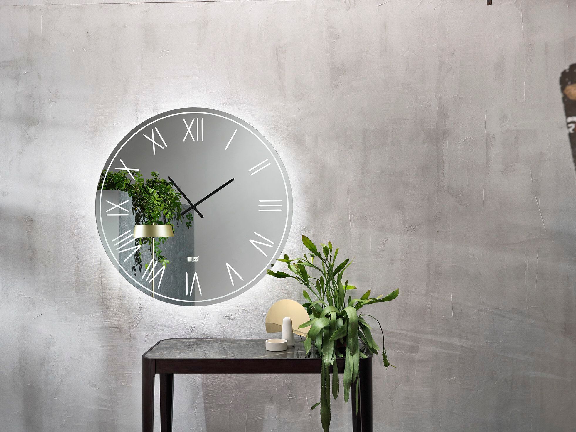 Круглые зеркальные хрустальные настенные часы и светодиодное освещение RIFLESSI TAORMINA ARCH-00047569 - Вид №1