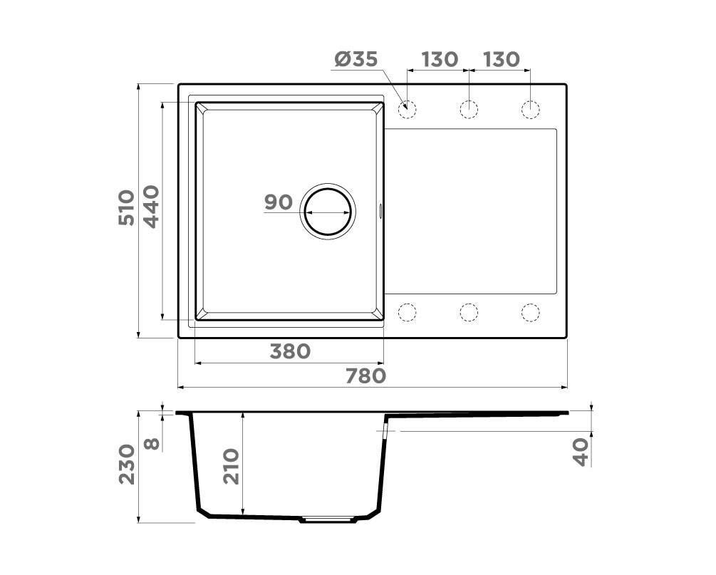 Кухонная мойка Daisen 78T DC OMOIKIRI 4993526 - Вид №4