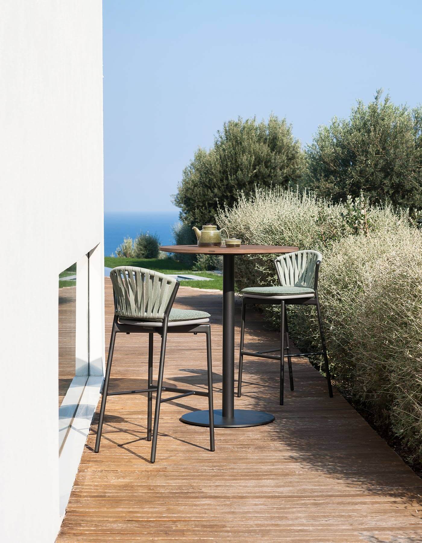 Высокий садовый стул из ремешка и смолы RODA Piper ARCH-00101099 - Вид №2