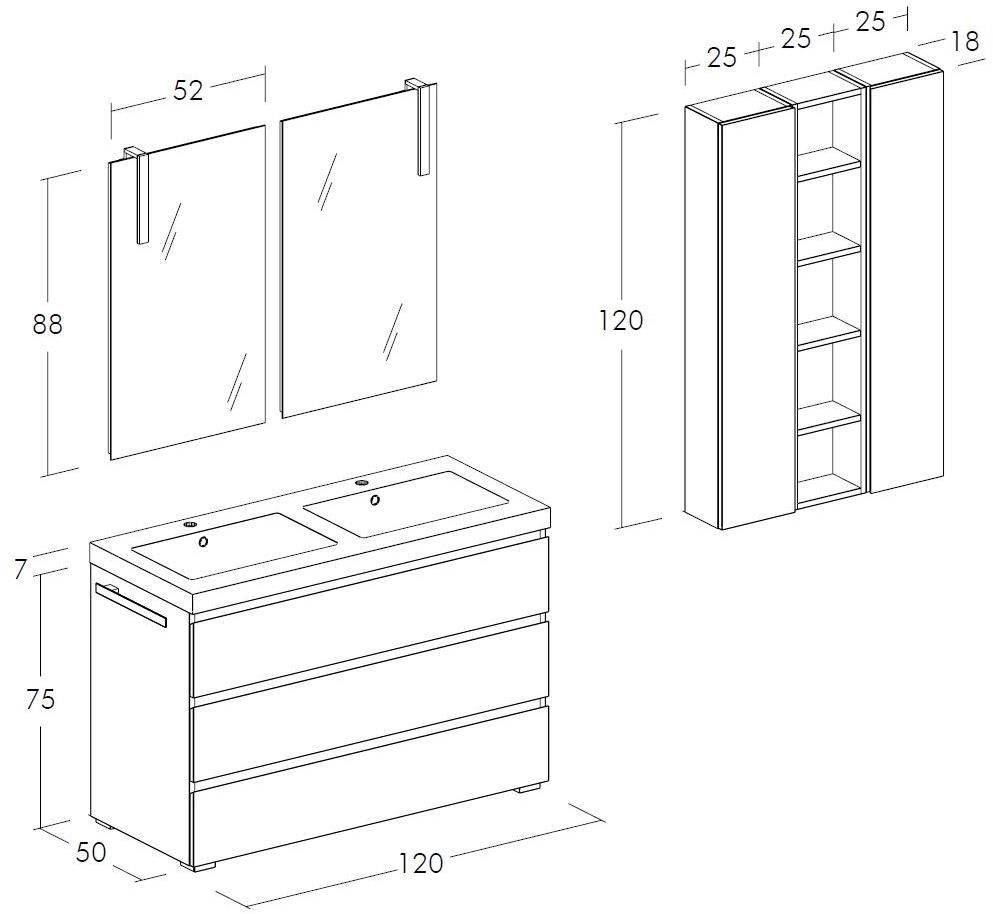 LEGNOBAGNO Тумба под умывальник, двойная из нпл Freedom lineare sun-id-1470872 - Вид №3