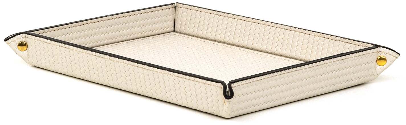 Жесткий прямоугольный поднос для мелочей - 21X33XH4 см / зернистая кожа_серо-коричневый