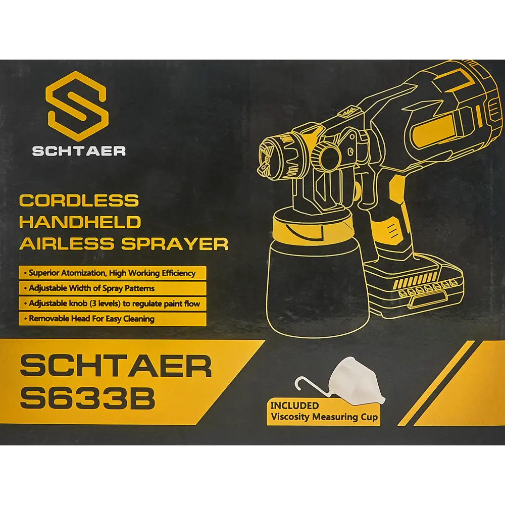 Краскопульт аккумуляторный Schtaer S633B, 20 В Li-ion 1x2 Ач, 200 мл/мин 87737493 STLM-2117157  - Вид №11