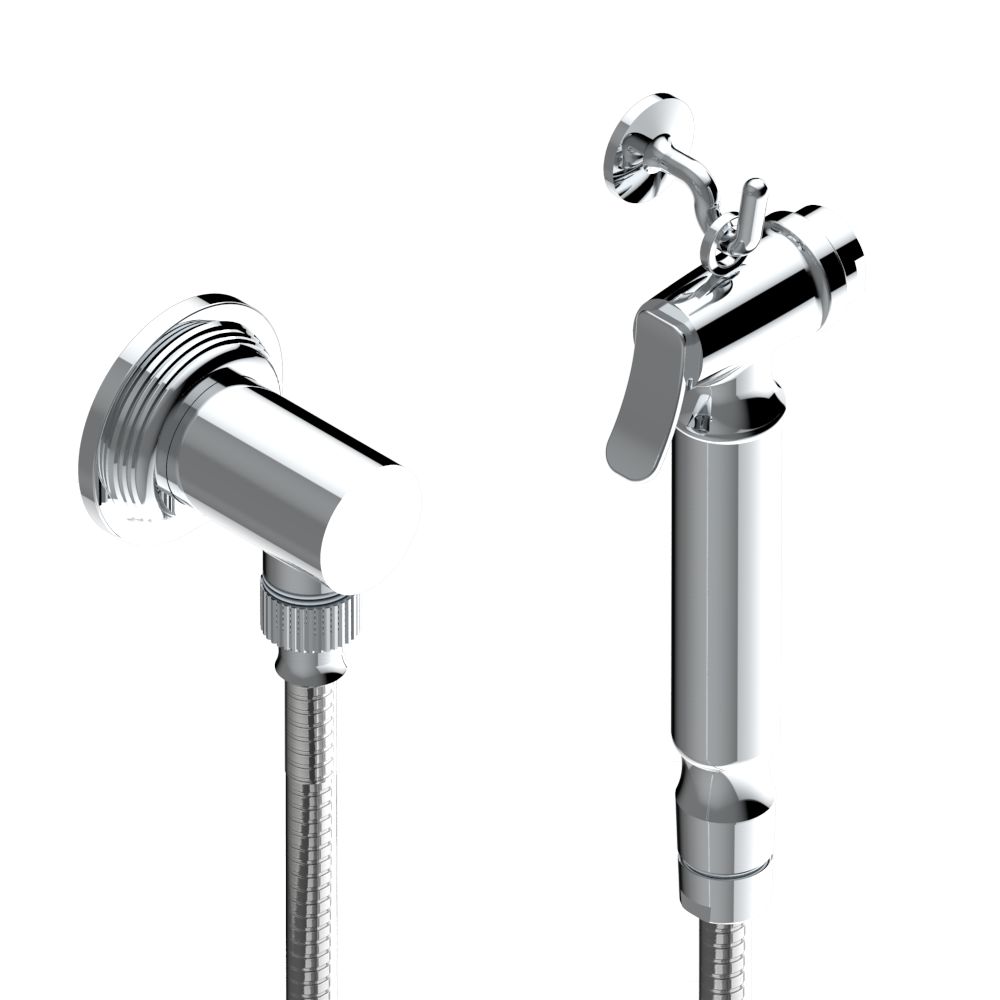 U9E-5840/7 Душ гигиенический: 1.25 м шланг, крючок, вывод для душа и лейка с клапаном (возможны только следующие покрытия A02, B01,C01, D03, E02, F01, G01,G02) Thg-paris West coast с ручками-крестиками с чёрным ониксом Хром U9E 5840/7 A02 CAT.A