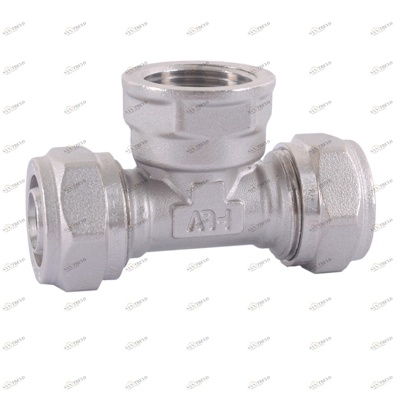 HLV-114332.№.02 Тройник обжимной HLV с переходом на внутреннюю резьбу 