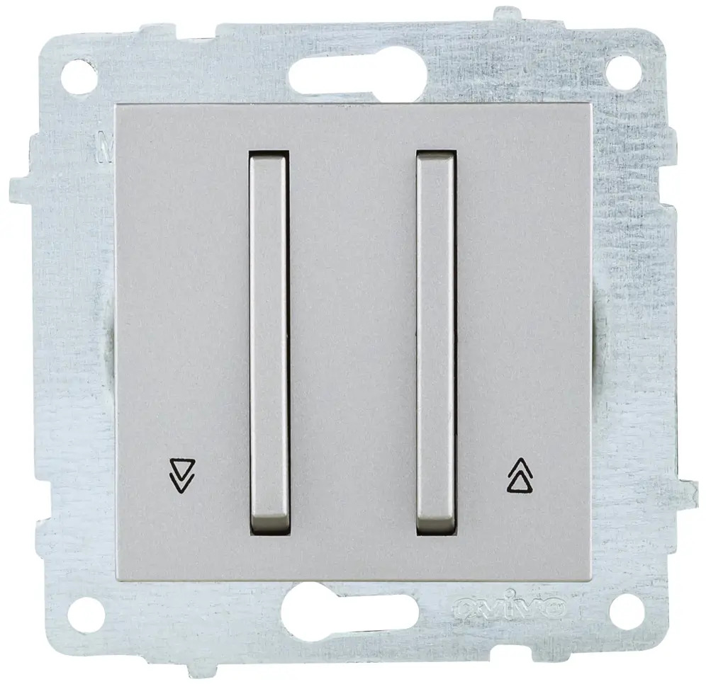 90802171 Выключатель жалюзи встраиваемый Ovivo Quantum-Loft-Mina-Grano 610-000210-216 2 клавиши цвет серебро STLM-0388945